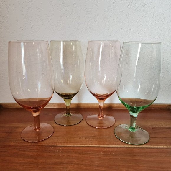 Spectrum Crystal Multicolor Footed Ice Tea Glasses 8" set of 4 handblown - Picture 1 of 12